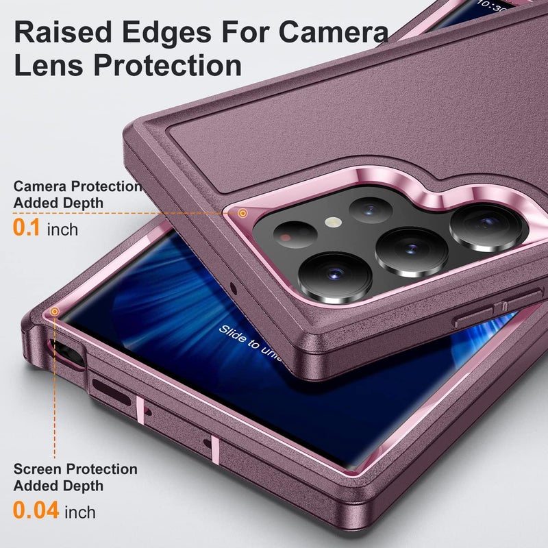 Fucozan for Samsung Galaxy S23 Ultra Case with Kickstand Case 3-Layer Military Grade Protective Case Cover Silicone Heavy Duty Rugged Shockproof for Galaxy S23 Ultra Phone Case (Purple+Pink) - Image 5